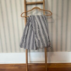 Just Living Striped Wide Leg Palazzo Beach Navy and Cream Linen Pants Size Sm